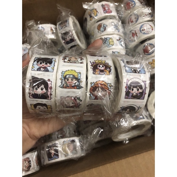 Sticker cuộn 500 hình dán One Piece /Naruto /Sanrio /Pokemon /Conan/Sakura card captor