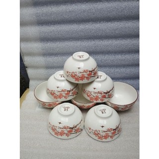 combo 10 chén hoặc 5 chén sứ hoa văn 11.5cm nhiều mẫu - hoa đỏ gl125