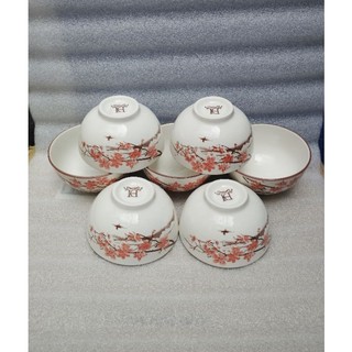 combo 10 chén hoặc 5 chén sứ hoa văn 11.5cm nhiều mẫu - hoa đỏ gl125
