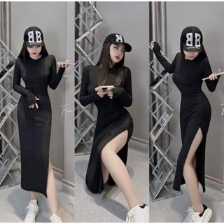 đầm body dáng dài tay dài xẻ tà bigsize 40-120kg