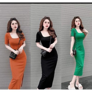 đầm body cổ vuông dáng dài bigsize 40-120kg