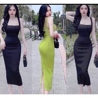 đầm body 2 dây  dáng dài xẻ sau bigsize 40-120kg