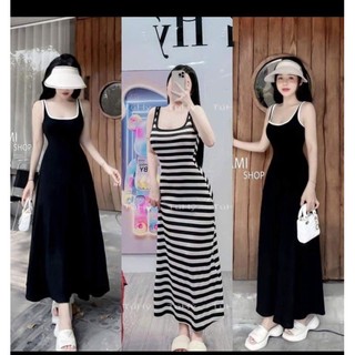 đầm 2 dây viền dáng dài xòe bigsize 40-120kg