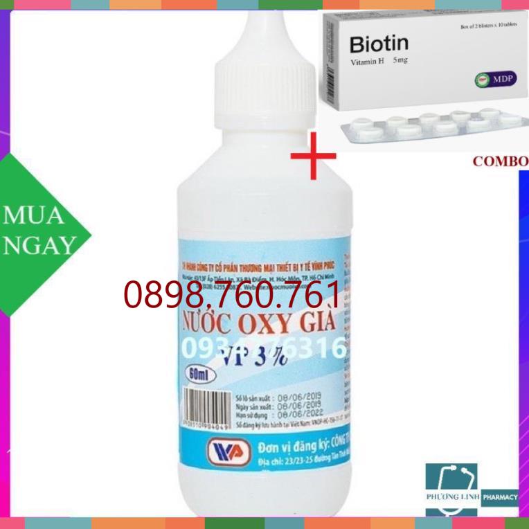 (y) Combo Biotin 5mg+ Nước Oxy già VP 3%  O:)