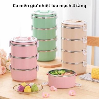 Hộp cơm giữ nhiệt 4 ngăn/hộp cơm giữ nhiệt inox giá rẻ - Hộp cơm 4 tầng Giữ nhiệt