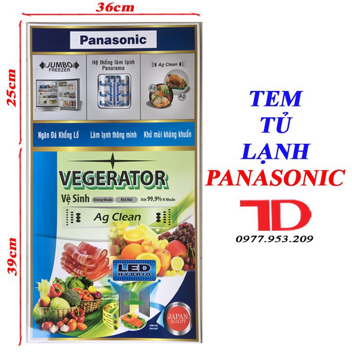 [CN HCM] Miếng dán tủ lạnh PANASONIC, tem trang trí tủ lạnh PANASONIC mẫu 2 Vật tư Điện lạnh Thuận Dung