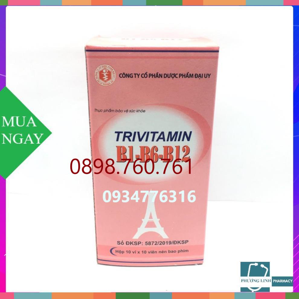 💛 Trivitamin B1-B6-B12 hộp 10 vỉ x 10 viên  _