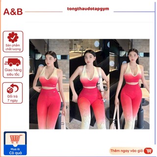 Set thun dệt Naqi loang 532 gym,thể thao,yoga chất thun dệt cao cấp kèm mút