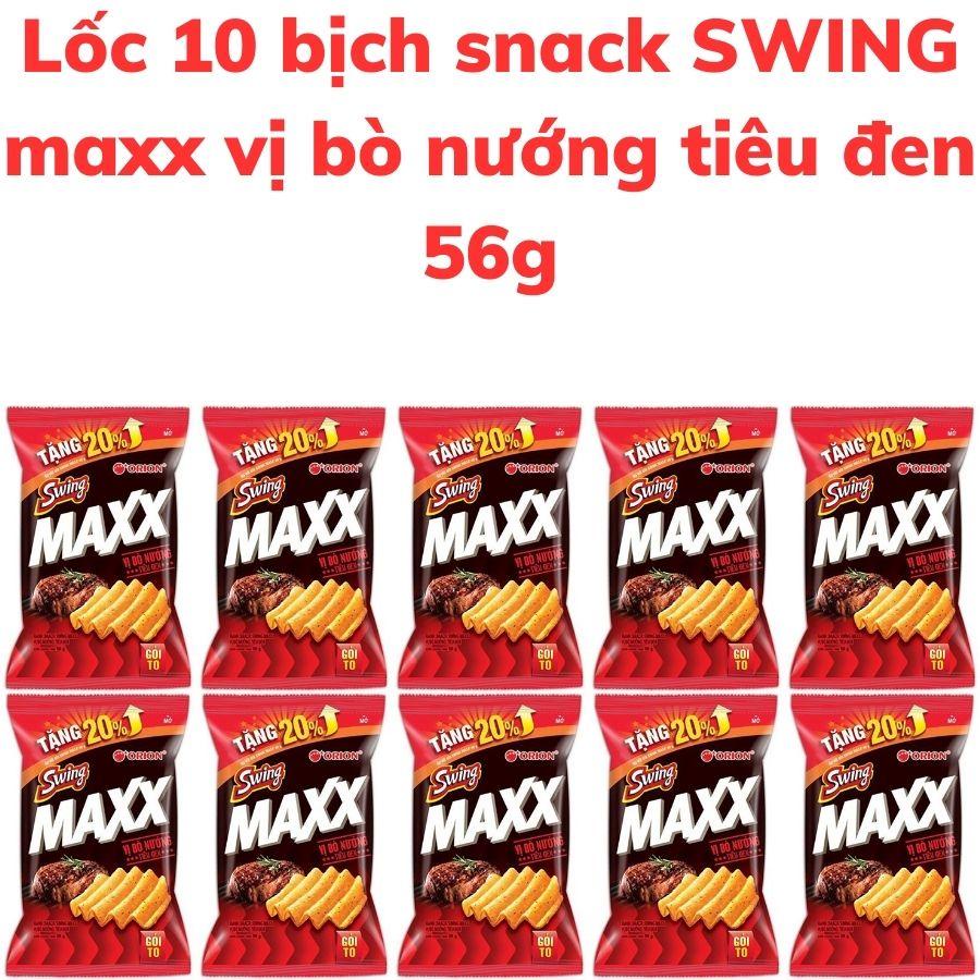 Bánh snack khoai tây SWING maxx vị bò nướng tiêu đen bịch 56g