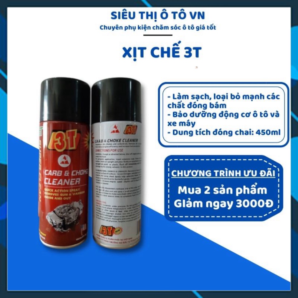 Xịt chế 3T 🔥 Freeship 🔥 Chai Xịt & Xúc Bình Xăng Con,Rửa Họng Ga, Rửa Xy Lanh, Vệ Sinh Kim Phun 3T công nghệ Mỹ - STOT