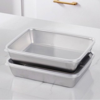 Hộp đựng bảo quản thực phẩm Size lớn 25,5 cm hộp đựng đồ ăn kèm nắp nhựa, chất liệu inox 304, dùng được cho lò vi sóng
