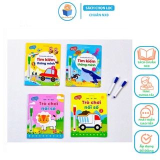 Sách - bộ vở viết xóa được - wipe clean - trò chơi phát triển trí tuệ - tìm kiếm thông minh- trò chơi nối số