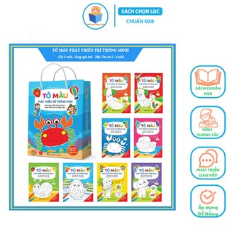 Sách- Bộ 8 Quyển Tô Màu Phát Triển Trí Thông Minh Song Ngữ Anh Việt Cho Bé Từ 2 3 4 5 6 Tuổi Tập Vẽ Tranh Tư
