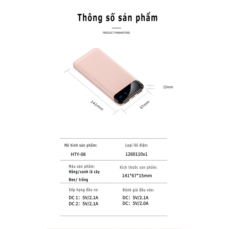 Sạc dự phòng 10000MAH-20000MAH，tích hợp màn hình Led Dung Lượng，Nhỏ và nhẹ，Cổng đầu ra USB kép sạc đồng thời | BigBuy360 - bigbuy360.vn
