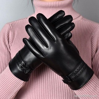 Găng tay da cừu lót lông cừu dày dặn giữ ấm mùa đông cho nữ