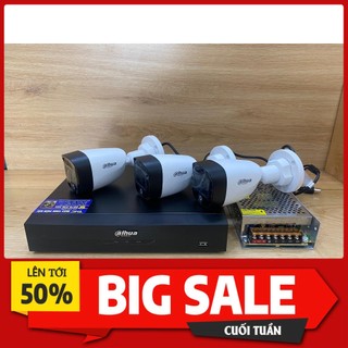 Trọng bộ đầu ghi 3 camera dahua full HD có màu ban đêm