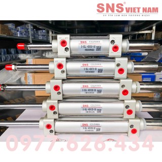 Xi lanh khí nén sns scj40, xi lanh hai đầu chỉnh sns scj 40