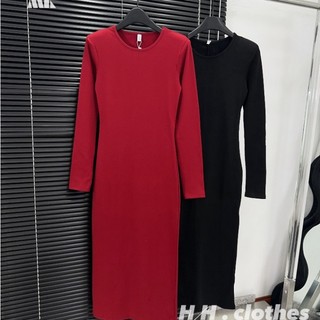 Đầm body dài tay trơn dáng dài thời trang thu đông 2024 hỏa tốc