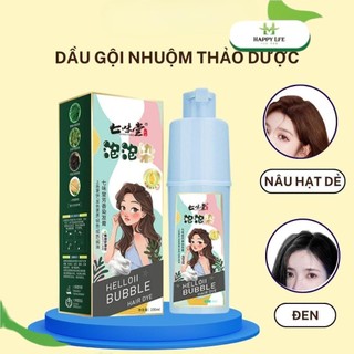 Dầu gội đầu nhuộm tóc Helloii Bubble, dầu gội thảo dược kích mọc tóc, dầu gội nhuộm tóc phủ bạc