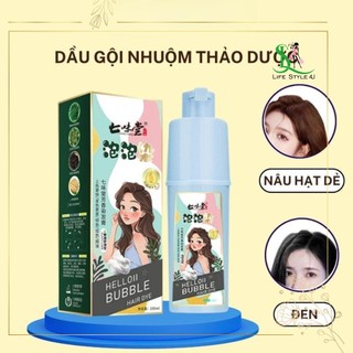 Dầu gội đầu nhuộm tóc Helloii Bubble, dầu gội thảo dược kích mọc tóc, dầu gội nhuộm tóc phủ bạc