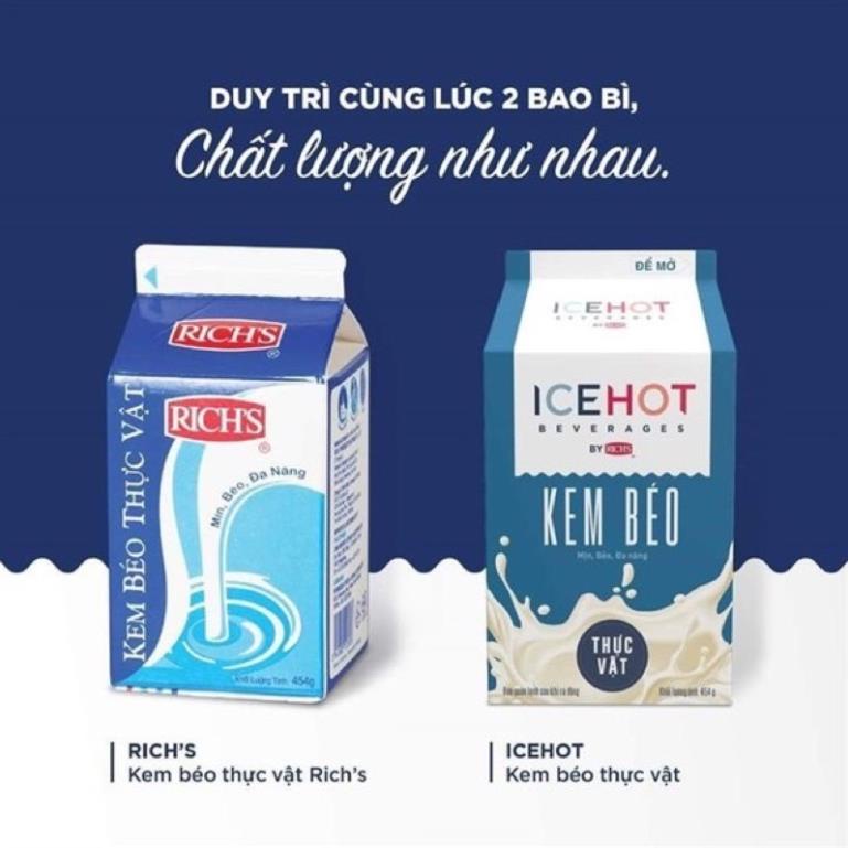 Kem béo thực vật Rich's hộp lùn ICEHOT (454g) - [Chỉ ship Hỏa tốc tại HN]    -   hanadolambanh