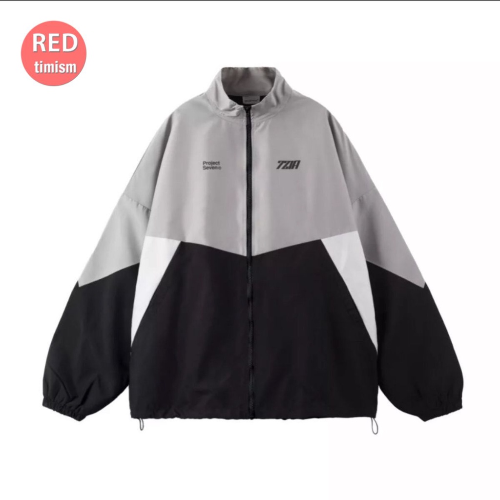 Áo khoác nam unisex cổ đứng vải dù 2 lớp phối màu độc lạ họa tiết chữ AT7 áo gió,chống nắng AT7 REDTIMISM