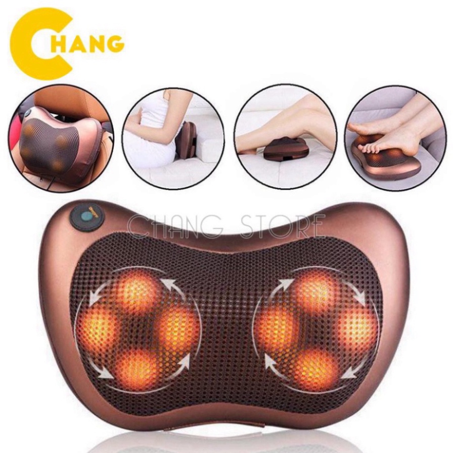 Gối massage hồng ngoại 8 bi 2 chiều cao cấp, gối mát xa cổ vai gáy chính hãng công nghệ Nhật Bản, BH 5 năm A34