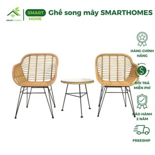 Ghế song mây SMARTHOMES mây nhựa cao cấp decor ban công sân vườn quán cafe phòng ngủ phòng khách