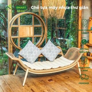 Ghế tựa mây nhựa thư giãn SMARTHOMES decor ban công sân vườn quán cafe phòng khách sang trọng