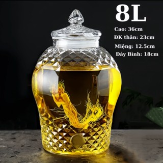 Bình Ngâm Rượu Thủy Tinh 8833 - 8 Lít, 10 Lít, 15 Lít Có Van / Không Van