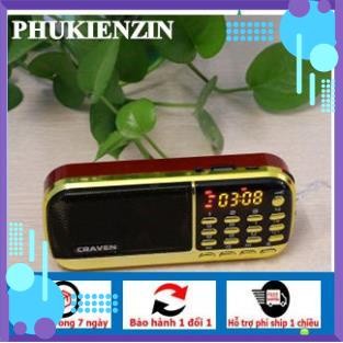 Loa đài Craven nghe thẻ nhớ, USB, FM, Máy nghe nhạc mini Tắm Ngôn Ngữ Caraven CR 853 3 Pin