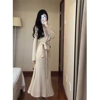 Đầm Dệt Kim Đuôi Cá Dài Tay Thiết Kế Mới Thời Trang Theo Phong Cách Pháp Cho Nữ