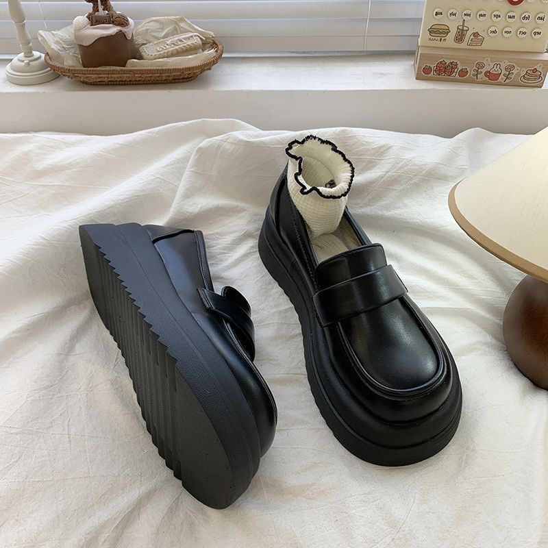 Giày Lười Oxford Đế Đốc Ulzzang da bóng/lì Đế Cao 5cm dáng Lolita mới đẹp hot thời trang