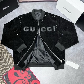 Áo khoác bomber gucci đính đá chất nỉ nhung cao cấp logo thêu da - áo khoác bomber nam nữ phong cách hàn quốc hot trend