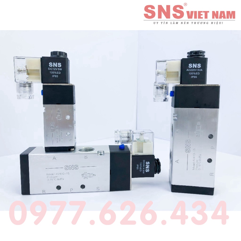 Van điện từ khí nén 4V210-08 nguồn DC24V/ AC220V (chính hãng SNS)