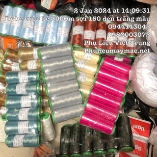Tơ vắt sổ bé cuộn 3000m - 4000m sợi 150 nhiều màu chất lượng tốt vỉ 6 cuộn #110102