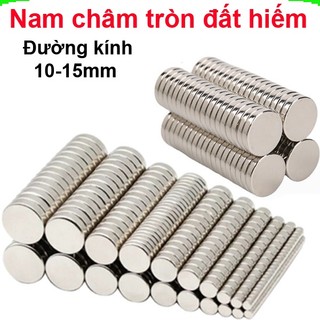 Nam châm đất hiếm tròn không lỗ đường kính 10-15mm