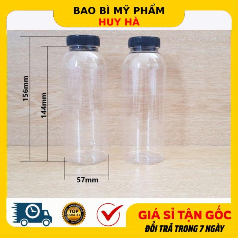 Chai Lọ Nhựa Tròn 330ml Cổ Rộng Đựng Trà Sữa, Nước Trái Cây