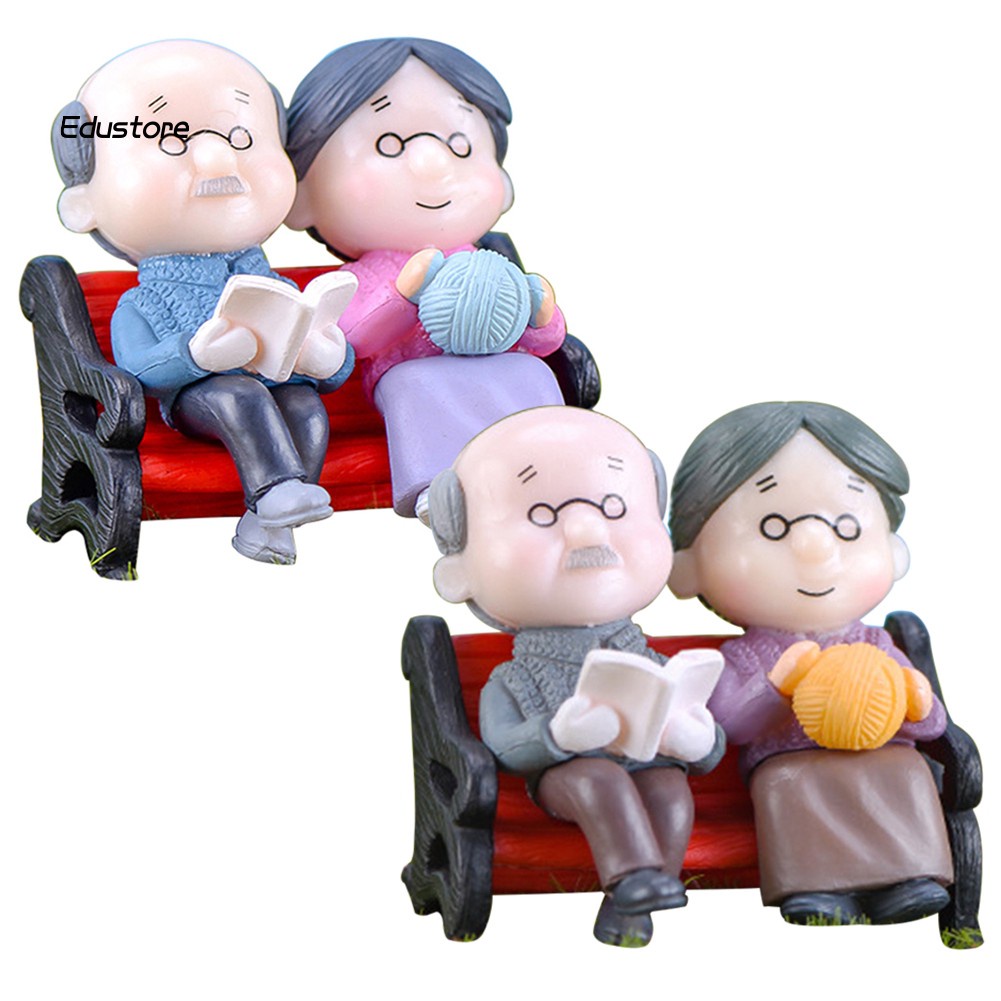 Mô hình ông lão bà lão mini dùng trang trí tiểu cảnh