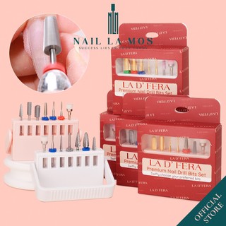 Set 7 đầu mài móng titan cao cấp La D’ Fera chính hãng - Đầu mài dũa phá móng gel bột, mài khóe da, phao mịn chuẩn USA