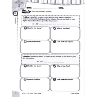 180 Days of Problem Solving (Kỹ năng giải quyết vấn đề) - Từ Grade K đến Grade 6 (khổ A4)