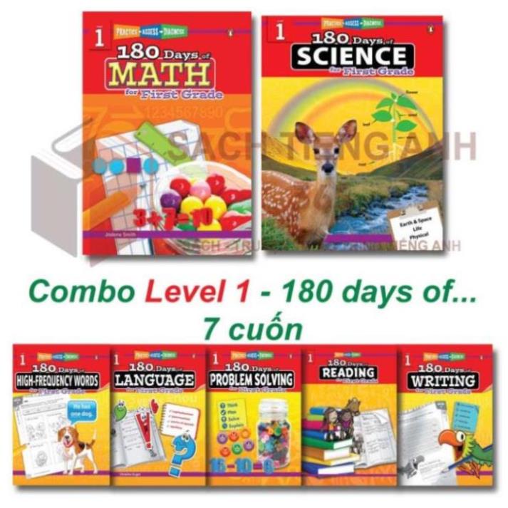 [ Combo Grade 1 ] - 180 days of...- 7q - Science, Language, Writing, Solving, Reading, Math, high frequency word