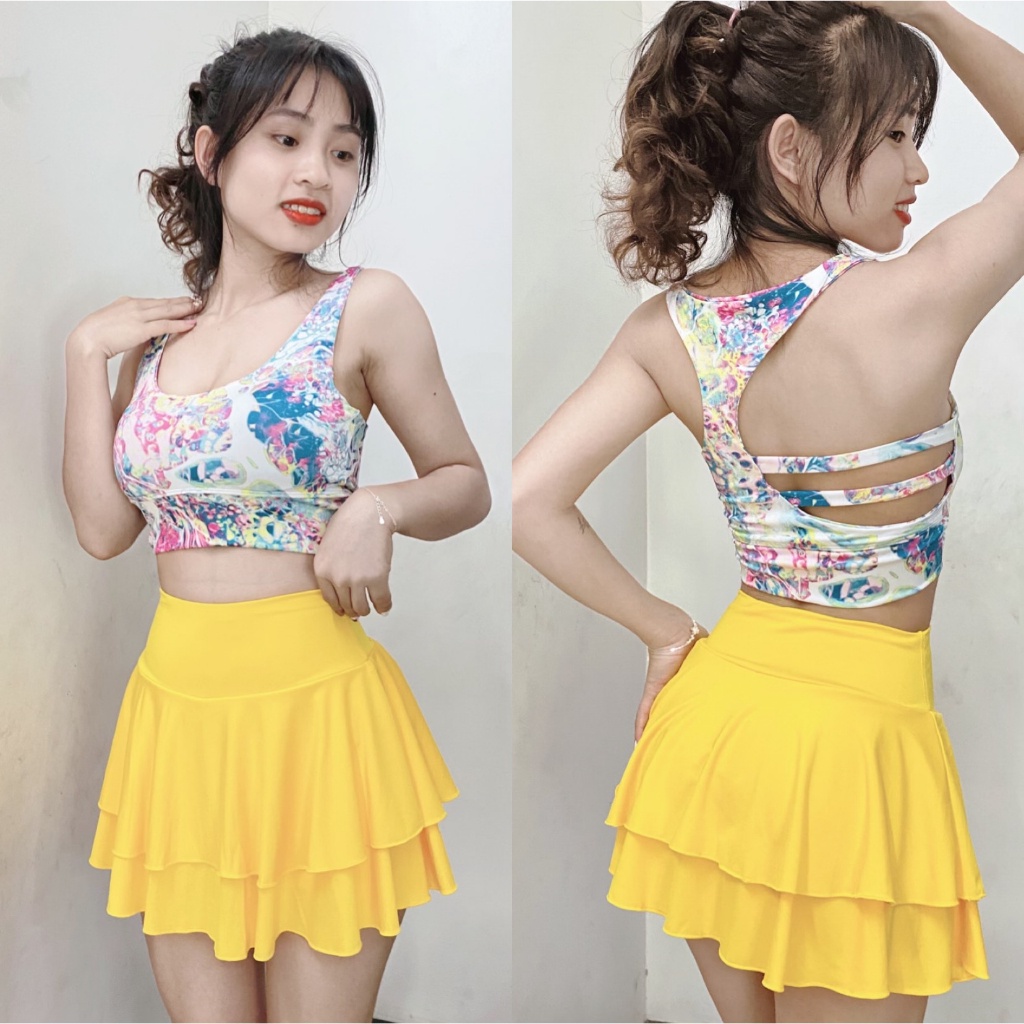 YOSON - Áo Bra Bông Dây Ngang Áo Tập Thể Thao Tập Gym Yoga Aerobic Cầu Lông - Tặng Mút Ngực Cao Cấp