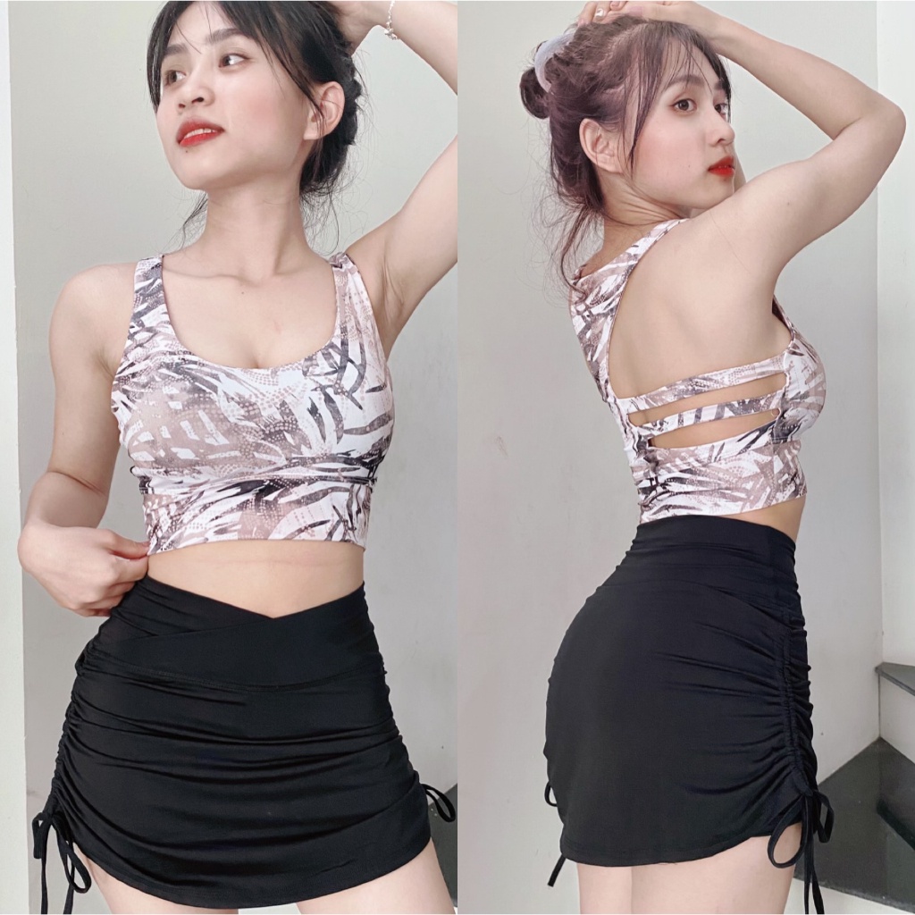 YOSON - Áo Bra Bông Dây Ngang Áo Tập Thể Thao Tập Gym Yoga Aerobic Cầu Lông - Tặng Mút Ngực Cao Cấp