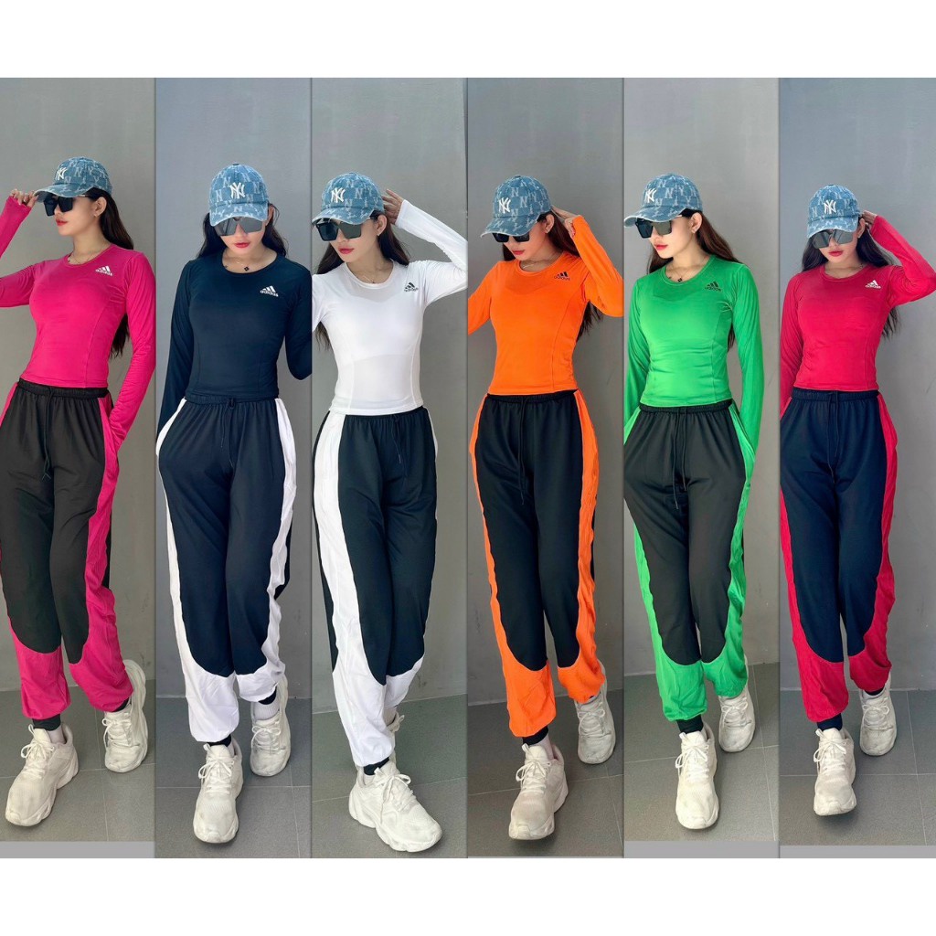 Set Bộ Đồ Nữ Tập Thể Thao Quần Jogger Áo Tay Dài Thu Đông Cao Cấp - Tập Gym Yoga Aerobic Cầu Lông Tennis