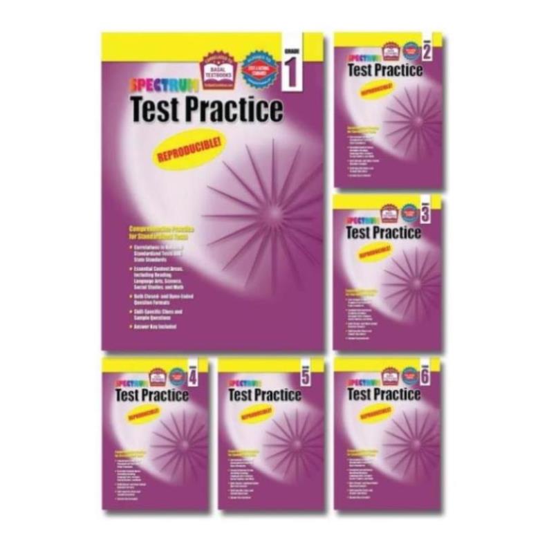 [ Thực Hành Kiểm Tra ] Spectrum - Test Practice - Grade 1,2,3,4,5,6 -  KHổ A4 - đen trắng