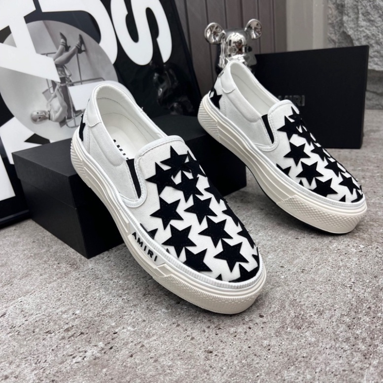 Giầy lười nam Amiri ngôi sao thêu siêu hot mẫu mới Giầy Amiri có 2 màu den và trắng cao cấp thời tra