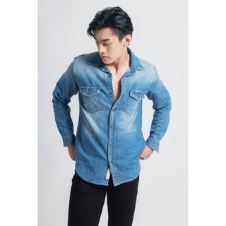 Áo Sơ Mi Nam Denim Dáng Suông Rộng. Faded Denim Shirt - 121MD4034F6930