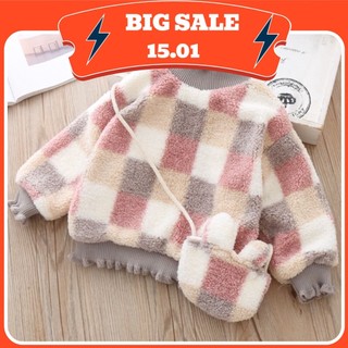 Áo len cổ 3p cho bé gái