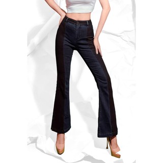 Quần Jean Nữ Dáng Loe phối 2 Màu. Two-Tone Flared Jeans - 120WD2084F2970